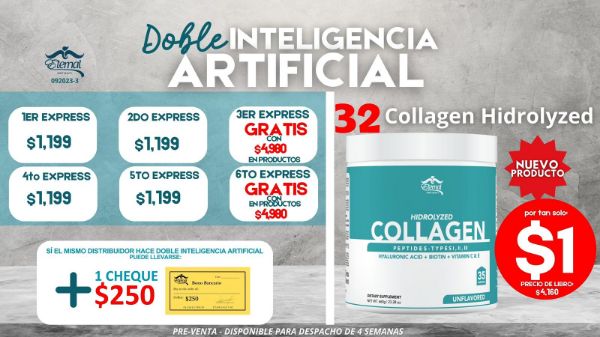 Imagen de Promo 092023-3 ( 6E ) INCENTIVO DOBLE INTELIGENCIA ARTIFICIAL  32 COLAGENO EN POLVO 