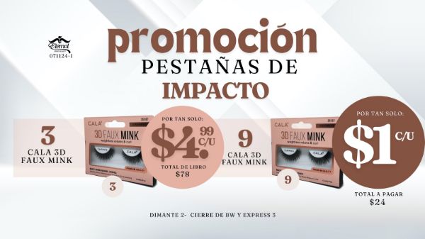 Imagen de Promocion 071124-1 (2 D): Especial Pestañas de Impacto (3D Faux Mink Lashes)