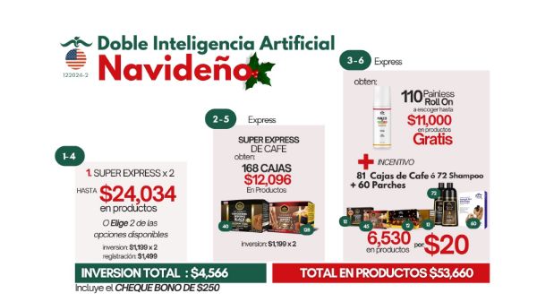 Imagen de Promocion 122024-1 (3 E): Incentivo IA Doble Navidad (81 Cafes o 72 Shampoo mas 60 Parches)