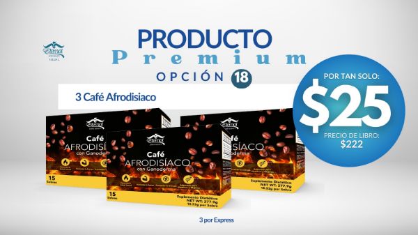 Imagen de Promocion 101124-1 (3 E): Producto Estrella Opcion #18 (3 Cafe Afrodisiaco)