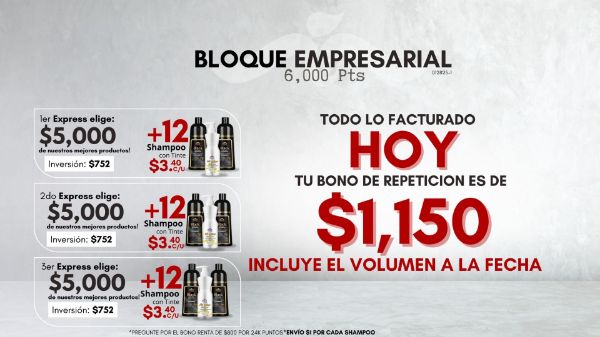 Imagen de Promocion 012825-1 (1 E): Especial para Express de Bloque Empresarial (12 Shampoo con Tinte por $3.75  cada uno)