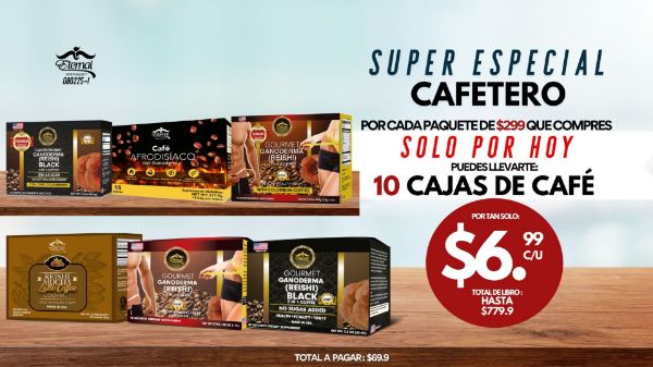 Imagen de Promocion 080225-1 (1 M): Especial Cafetero (10 Cafe x $6.99 c/u)