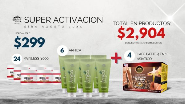 Imagen de Paquete Memorial Day Activacion Registracion 082025-2 (Painless Arnica y Cafe) $2904 en productos