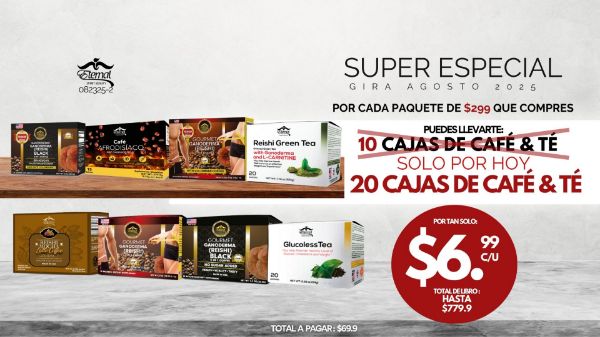 Imagen de Promocion 082325-2 (1 E): Especial Cafetero para Activacion 299 (20 Cafe x $6.99 c/u)