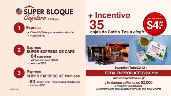 Imagen de Promocion 090225-3 (3 E): Incentivo Bloque Cafetero (35 Cafe o Te a Escoger x $4.99 c/u)