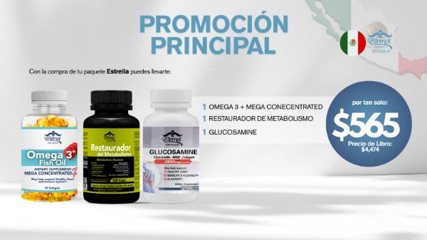 Imagen de Promocion 102325-4 (1 E): Restaurador + Glucosamine + Omega 3 Super Concentrado Mexico